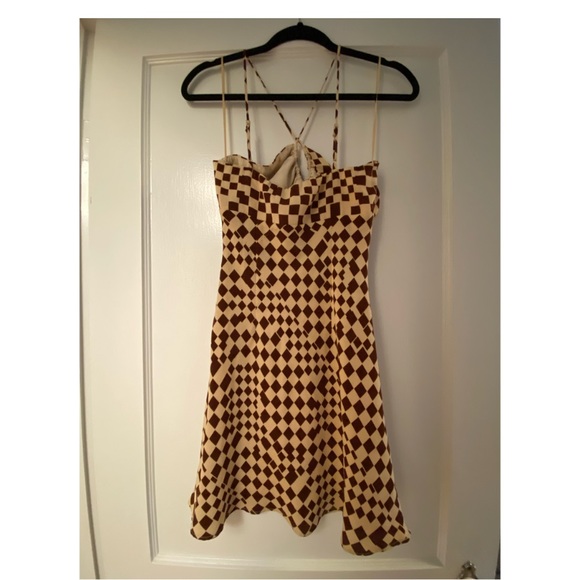 Checkered Mini Dress with Cut Out - Picture 2 of 6